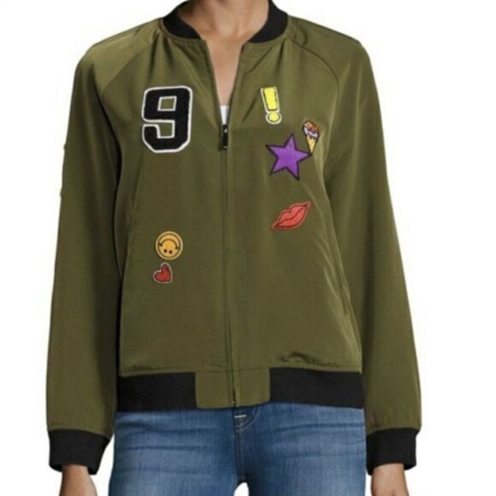 HIGHLINEโPatchworkย Green Bomber Zip-up JacketโSM